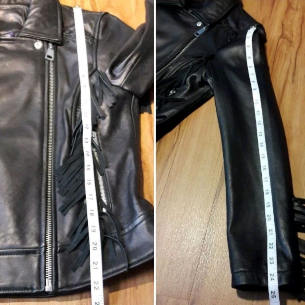 🌟SOLD🌟Amaryllis Black Leather Fringe Jacket - Picture 6 of 7
